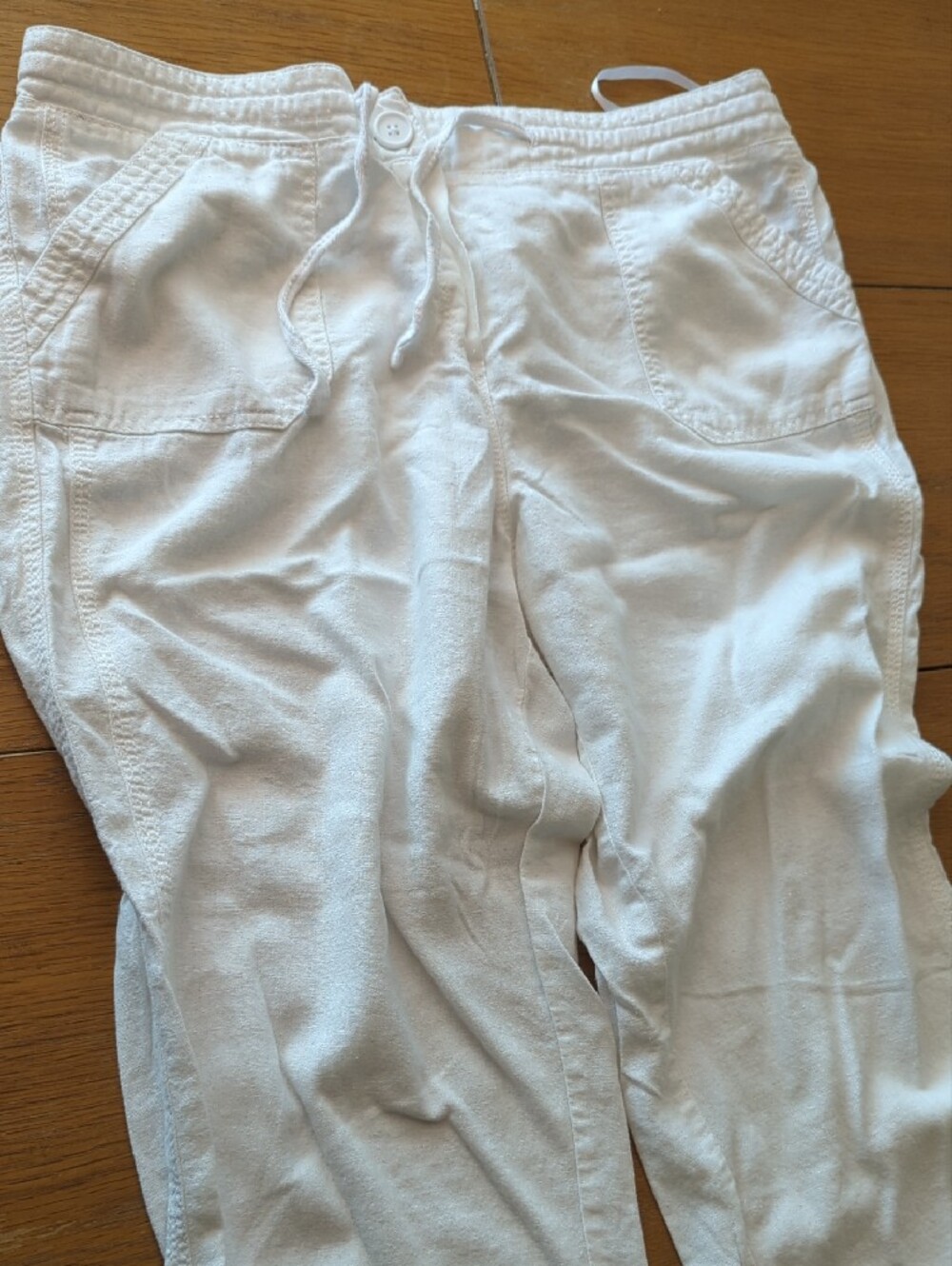 BHS White Cotton Jogger Pants Side Pockets Light Weight Stretchy Waist 16 - Picture 8 of 9